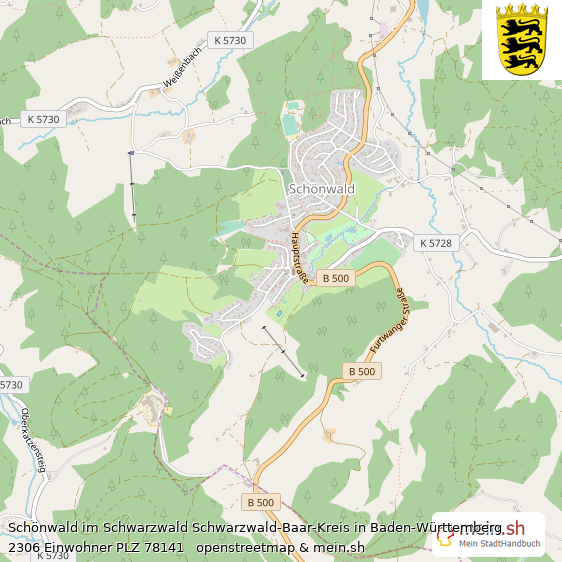 Schnwald im Schwarzwald Landstadt Lageplan